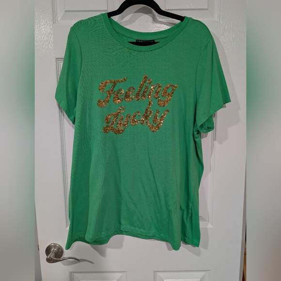 Lane Bryant Bright Green Feeling Lucky Graphic Tee in Size 18/20 (2X) - Picture 2 of 9